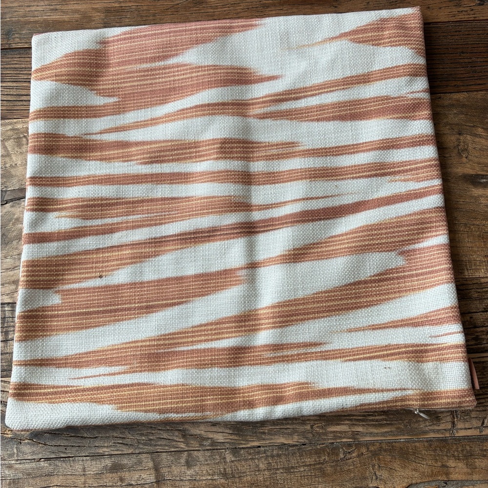 Missoni Home White and Terracotta Striped Square Pillow Cover